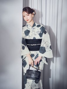 画像10: 【即日発送】梅柄藍鼠色浴衣 【浴衣3点セット 浴衣/帯/下駄】  [OF04] (10)