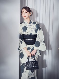 画像11: 【即日発送】梅柄藍鼠色浴衣 【浴衣3点セット 浴衣/帯/下駄】  [OF04] (11)