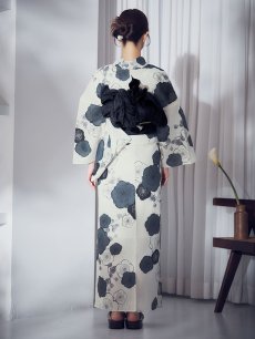 画像15: 【即日発送】梅柄藍鼠色浴衣 【浴衣3点セット 浴衣/帯/下駄】  [OF04] (15)