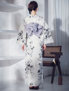 画像16: 【即日発送】モノトーンフラワー浴衣 【浴衣3点セット 浴衣/帯/下駄】 [OF04] (16)