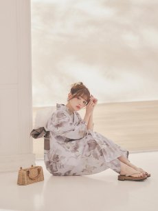 画像13: 送料無料！ブラウンアンティークフラワー浴衣【浴衣３点セット 浴衣/帯/下駄】[OF04]【予約 / 4月上旬発送予定】y (13)