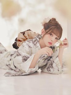 画像1: 送料無料！エクリュアンティークローズ浴衣【浴衣３点セット 浴衣/帯/下駄】[OF04]【予約 / 4月上旬発送予定】y (1)