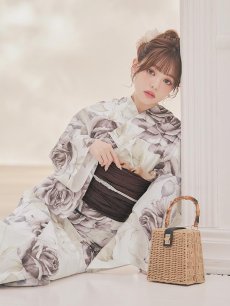 画像2: 送料無料！エクリュアンティークローズ浴衣【浴衣３点セット 浴衣/帯/下駄】[OF04]【予約 / 4月上旬発送予定】y (2)