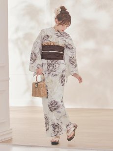 画像3: 送料無料！エクリュアンティークローズ浴衣【浴衣３点セット 浴衣/帯/下駄】[OF04]【予約 / 4月上旬発送予定】y (3)