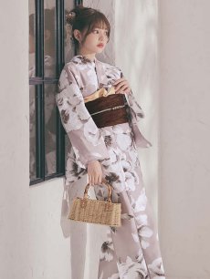 画像13: 送料無料！モカブラウンアンティークブーケ浴衣【浴衣３点セット 浴衣/帯/下駄】[OF04]【予約 / 4月上旬発送予定】y (13)