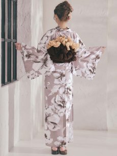 画像14: 送料無料！モカブラウンアンティークブーケ浴衣【浴衣３点セット 浴衣/帯/下駄】[OF04]【予約 / 4月上旬発送予定】y (14)