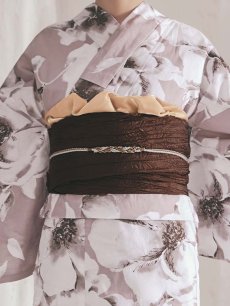 画像15: 送料無料！モカブラウンアンティークブーケ浴衣【浴衣３点セット 浴衣/帯/下駄】[OF04]【予約 / 4月上旬発送予定】y (15)