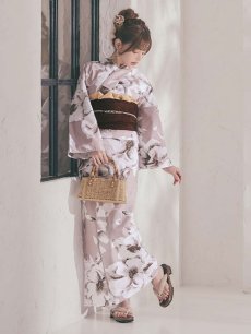 画像3: 送料無料！モカブラウンアンティークブーケ浴衣【浴衣３点セット 浴衣/帯/下駄】[OF04]【予約 / 4月上旬発送予定】y (3)