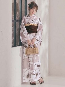 画像4: 送料無料！モカブラウンアンティークブーケ浴衣【浴衣３点セット 浴衣/帯/下駄】[OF04]【予約 / 4月上旬発送予定】y (4)