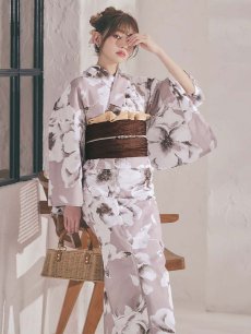 画像7: 送料無料！モカブラウンアンティークブーケ浴衣【浴衣３点セット 浴衣/帯/下駄】[OF04]【予約 / 4月上旬発送予定】y (7)