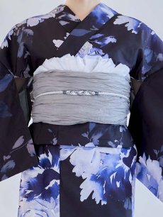 画像17: 【即日発送】大人ネイビー牡丹浴衣【浴衣３点セット 浴衣/帯/下駄】[OF04] (17)