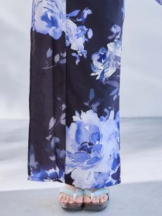 画像18: 【即日発送】大人ネイビー牡丹浴衣【浴衣３点セット 浴衣/帯/下駄】[OF04] (18)