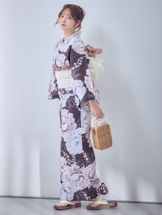 画像11: 送料無料！牡丹竜胆柄ネイビー浴衣【浴衣３点セット 浴衣/帯/下駄】[OF04]【予約 / 6月上旬発送予定】 (11)