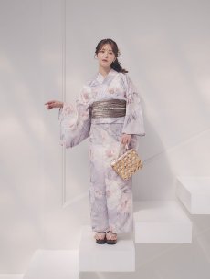 画像12: 送料無料！【即日発送】大輪の芍薬花柄グレー浴衣【浴衣３点セット 浴衣/帯/下駄】[OF04] (12)