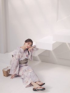 画像14: 送料無料！【即日発送】大輪の芍薬花柄グレー浴衣【浴衣３点セット 浴衣/帯/下駄】[OF04] (14)