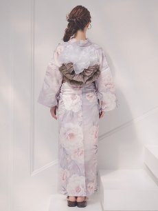 画像19: 送料無料！【即日発送】大輪の芍薬花柄グレー浴衣【浴衣３点セット 浴衣/帯/下駄】[OF04] (19)