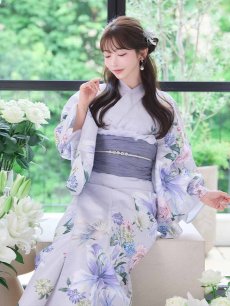 画像12: 送料無料！【即日発送】Riuコラボ ロマンティックニュアンスブーケ浴衣【浴衣３点セット 浴衣/帯/下駄】[OF04] (12)