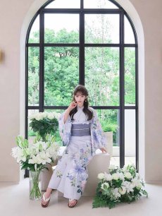 画像13: 送料無料！【即日発送】Riuコラボ ロマンティックニュアンスブーケ浴衣【浴衣３点セット 浴衣/帯/下駄】[OF04] (13)