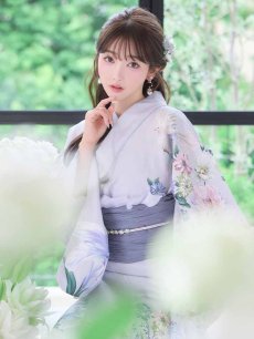 画像14: 送料無料！【即日発送】Riuコラボ ロマンティックニュアンスブーケ浴衣【浴衣３点セット 浴衣/帯/下駄】[OF04] (14)