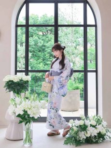 画像16: 送料無料！【即日発送】Riuコラボ ロマンティックニュアンスブーケ浴衣【浴衣３点セット 浴衣/帯/下駄】[OF04] (16)