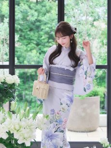 画像17: 送料無料！【即日発送】Riuコラボ ロマンティックニュアンスブーケ浴衣【浴衣３点セット 浴衣/帯/下駄】[OF04] (17)