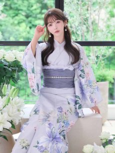 画像8: 送料無料！【即日発送】Riuコラボ ロマンティックニュアンスブーケ浴衣【浴衣３点セット 浴衣/帯/下駄】[OF04] (8)