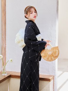 画像11: 【即日発送】セパレートアーガイルビジュー浴衣【浴衣4点セット 浴衣/帯/下駄】 [YMT] (11)