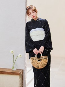 画像12: 【即日発送】セパレートアーガイルビジュー浴衣【浴衣4点セット 浴衣/帯/下駄】 [YMT] (12)