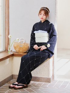 画像13: 【即日発送】セパレートアーガイルビジュー浴衣【浴衣4点セット 浴衣/帯/下駄】 [YMT] (13)