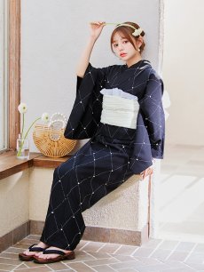 画像15: 【即日発送】セパレートアーガイルビジュー浴衣【浴衣4点セット 浴衣/帯/下駄】 [YMT] (15)