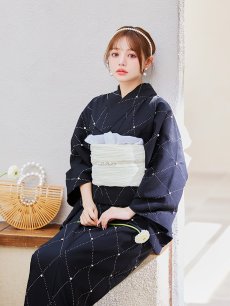 画像16: 【即日発送】セパレートアーガイルビジュー浴衣【浴衣4点セット 浴衣/帯/下駄】 [YMT] (16)