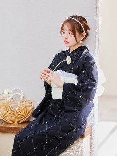 画像17: 【即日発送】セパレートアーガイルビジュー浴衣【浴衣4点セット 浴衣/帯/下駄】 [YMT] (17)