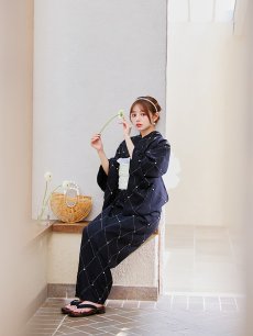 画像18: 【即日発送】セパレートアーガイルビジュー浴衣【浴衣4点セット 浴衣/帯/下駄】 [YMT] (18)