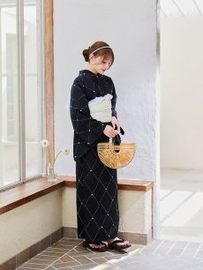 画像5: 【即日発送】セパレートアーガイルビジュー浴衣【浴衣4点セット 浴衣/帯/下駄】 [YMT] (5)