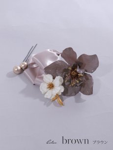 画像2: 【浴衣小物】大輪フラワーとパールコサージュ【1カラー】 (2)