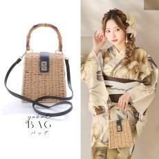 画像2: バンブーハンドル/レザー×スプリットラタンカゴバッグ[HC02] (2)