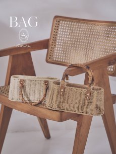 画像1: ショルダー紐付き2wayバンブーハンドルナチュラルかごバッグ【2カラー】[OF01] (1)