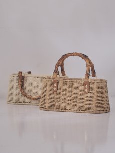 画像3: ショルダー紐付き2wayバンブーハンドルナチュラルかごバッグ【2カラー】[OF01] (3)