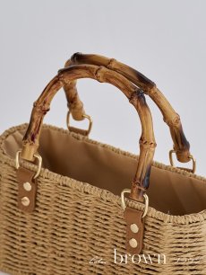 画像6: ショルダー紐付き2wayバンブーハンドルナチュラルかごバッグ【2カラー】[OF01] (6)