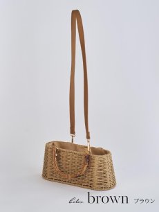 画像9: ショルダー紐付き2wayバンブーハンドルナチュラルかごバッグ【2カラー】[OF01] (9)