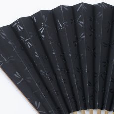 画像2: 【即日発送】【浴衣小物/扇子】黒トンボ柄扇子【1カラー】[HC02] (2)