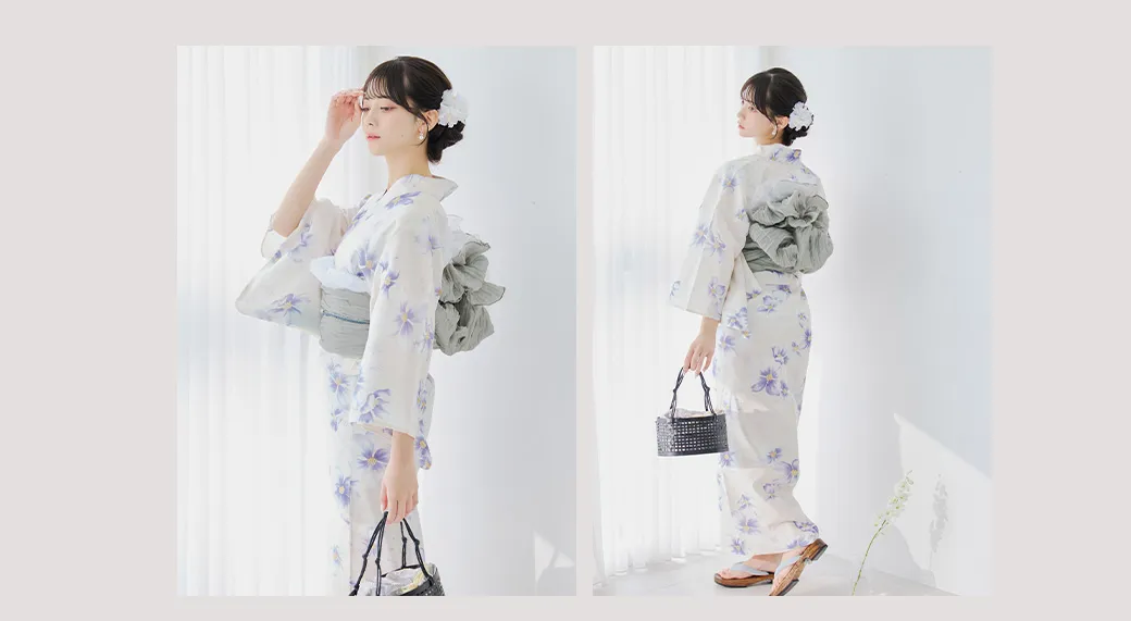 紫の花揺蕩う浴衣