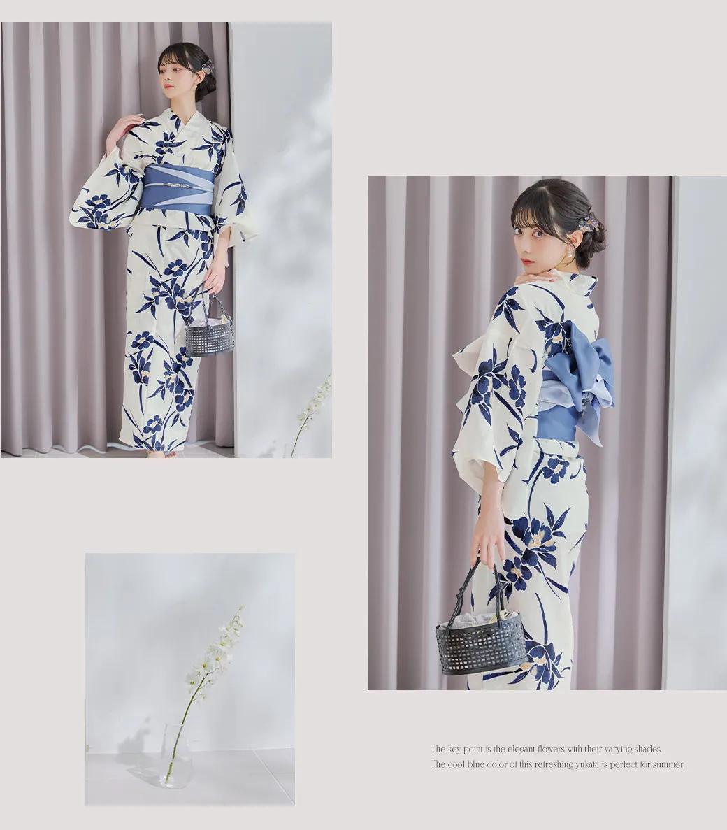 紫の花揺蕩う浴衣