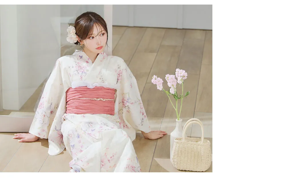 牡丹百合花柄浴衣2