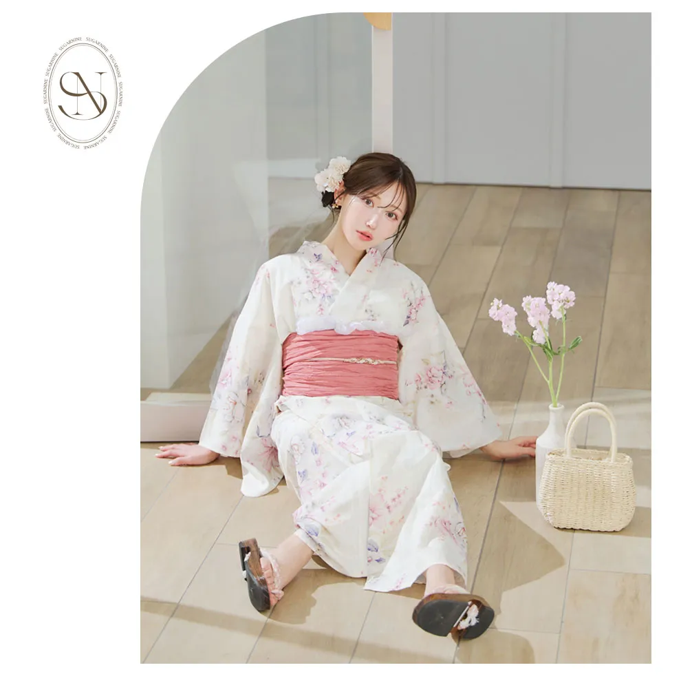 牡丹百合花柄浴衣2