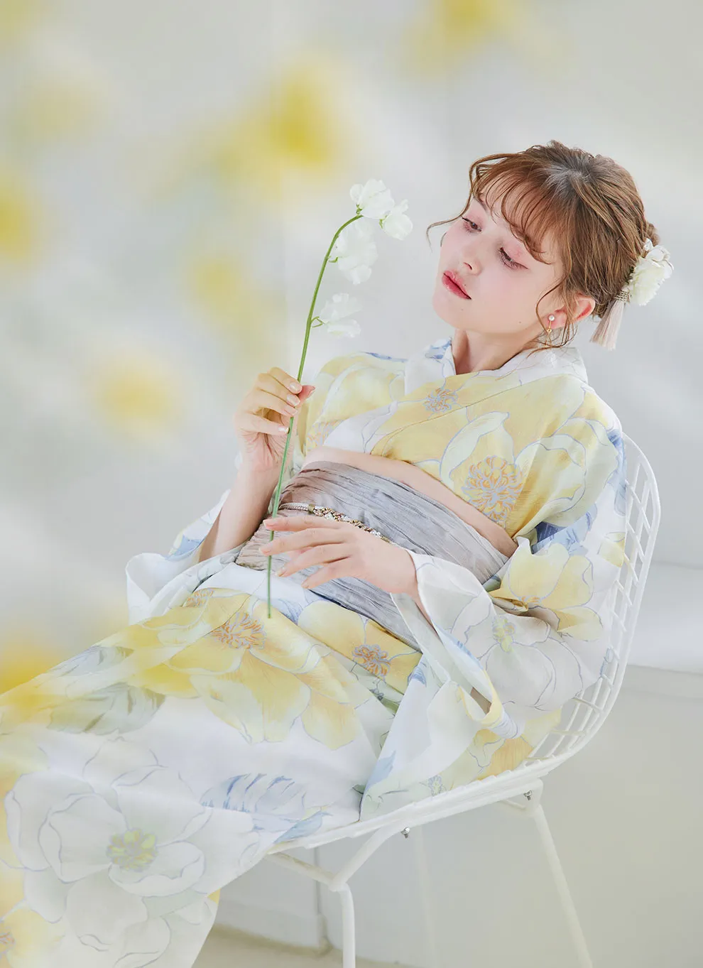 ヘルシー油彩牡丹浴衣