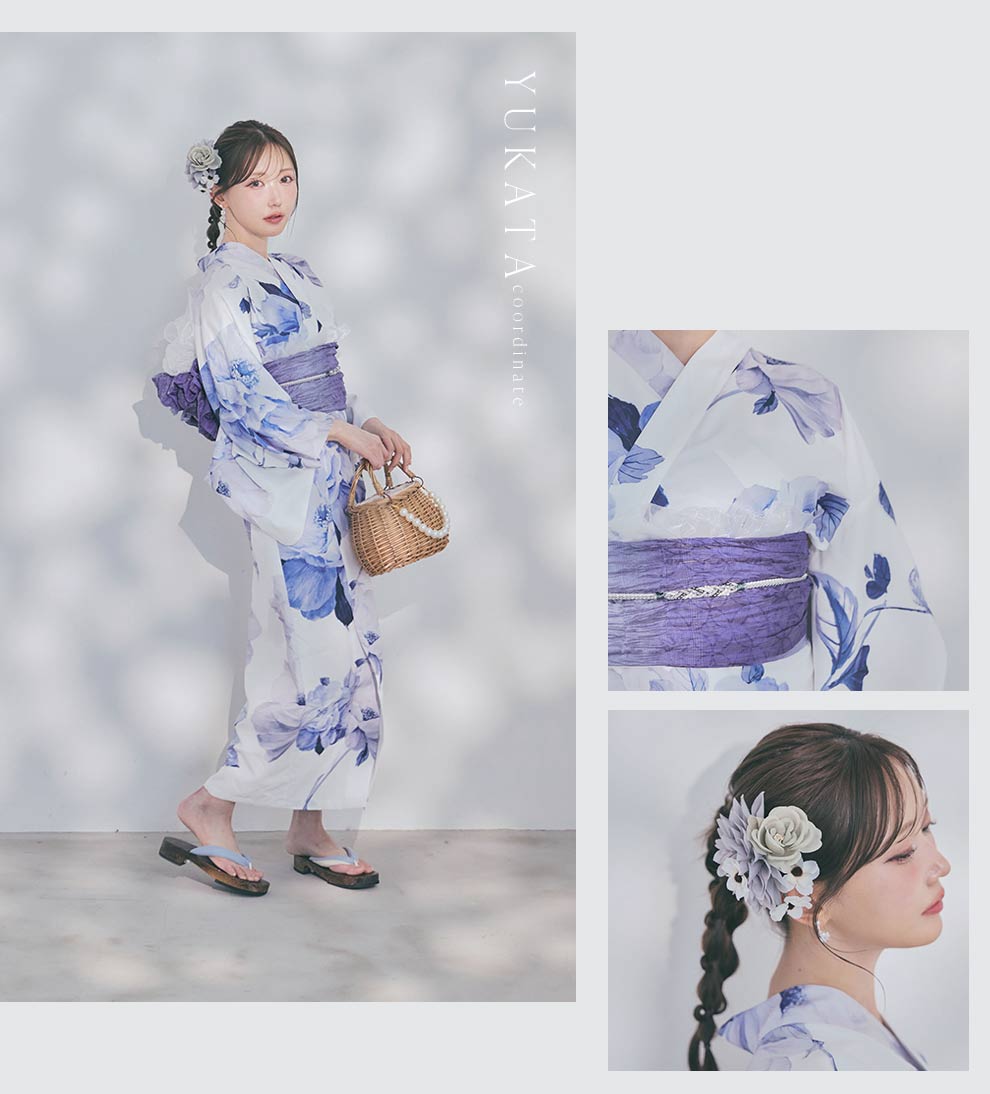 菅野結以さん着用 セパレート浴衣 ワンピースタイプ ブルー2