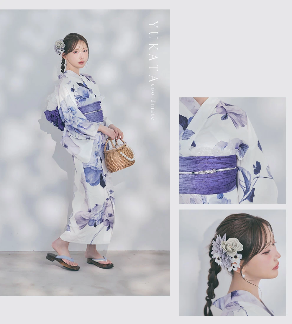 菅野結以さん着用 セパレート浴衣 ワンピースタイプ ブルー2