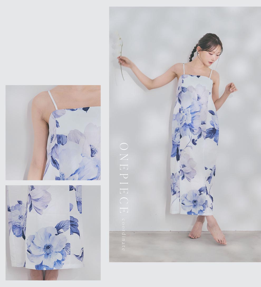 菅野結以さん着用 セパレート浴衣 ワンピースタイプ ブルー3