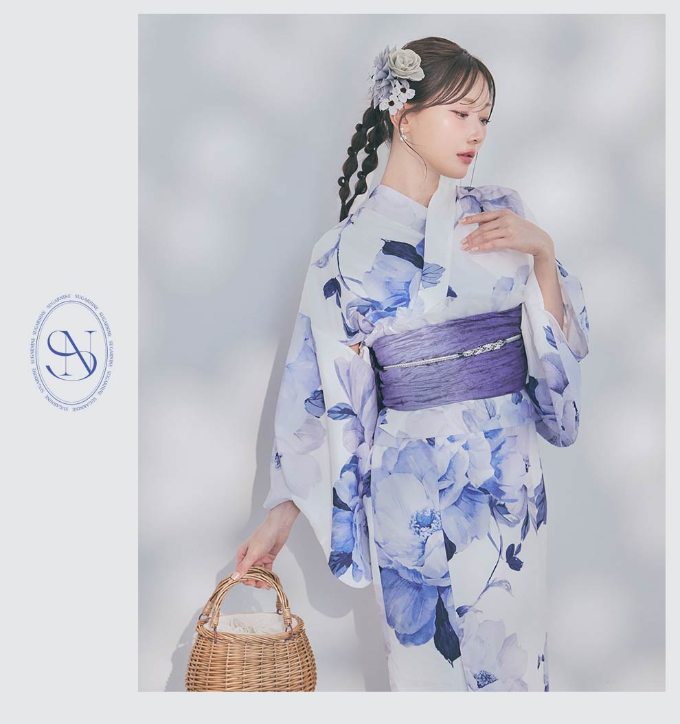 菅野結以さん着用 セパレート浴衣 ワンピースタイプ ブルー5